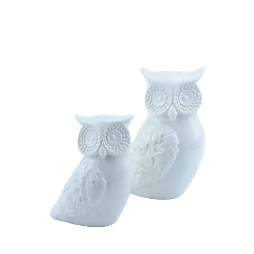 2020 новый дизайн большие белые керамические животные сова статуя Сделано в Китае