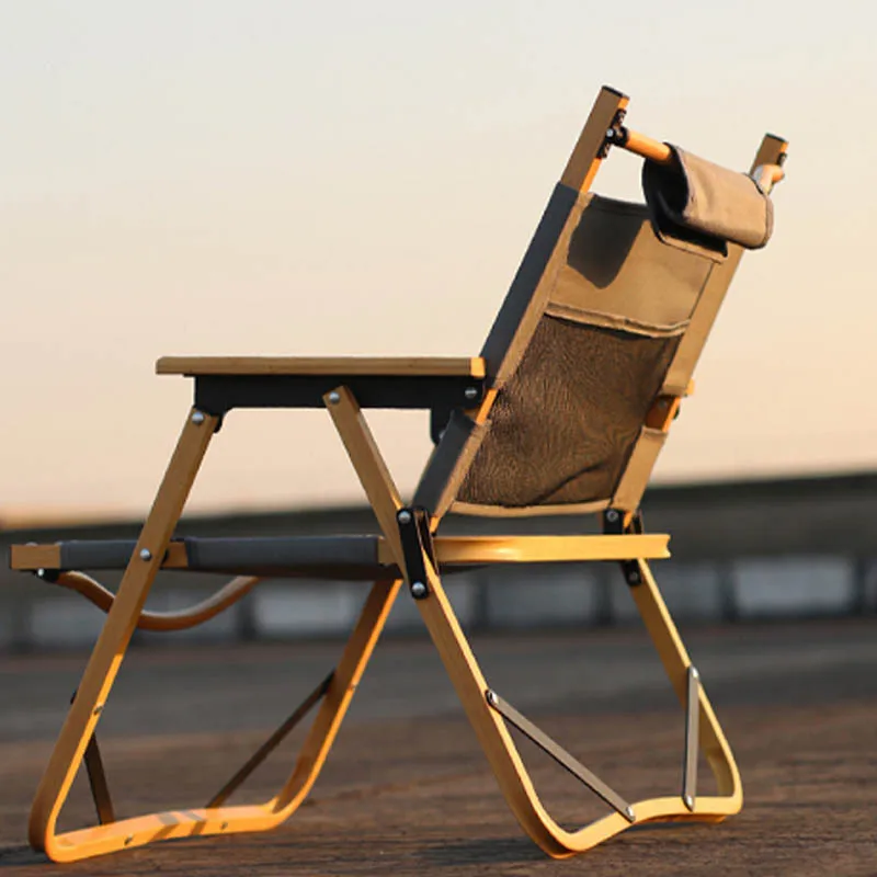 Foldable Wooden  Chair Outdoor Fabric Glossy Wood  Popular Aluminium  Sling Chair