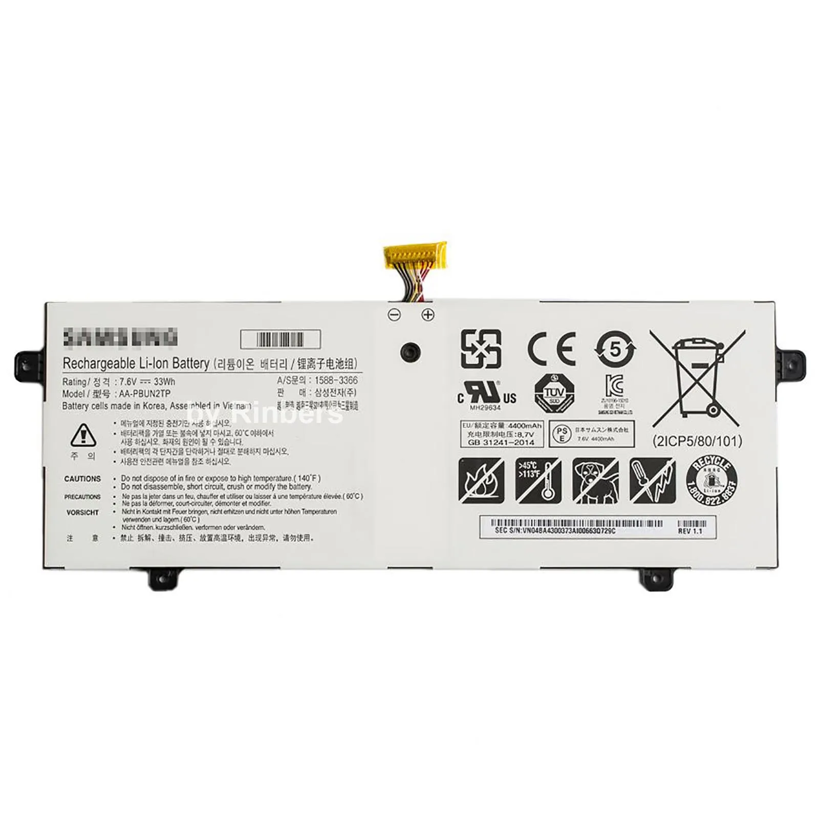 AA-PBUN2TP Laptop Battery 33Wh 7.6V Replacement for Samsung Chromebook 11 XE500C13 BA43-00373A Li-ion Batteries