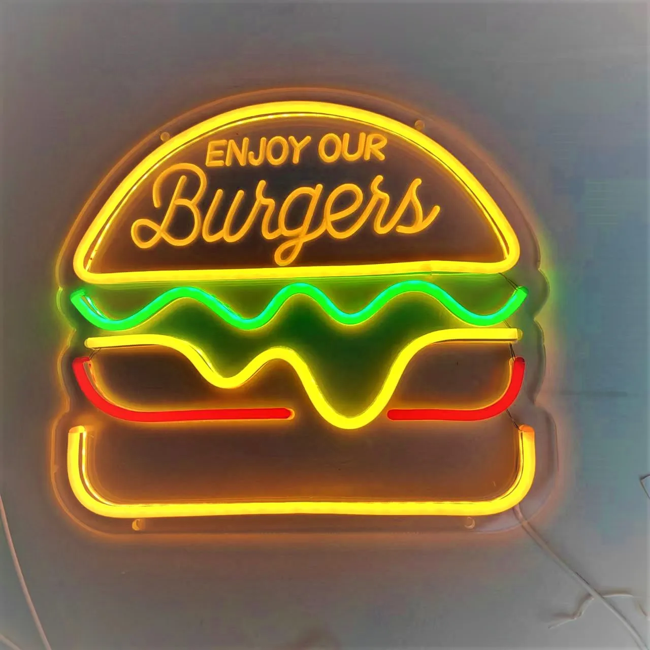 Luminous Business Ad Foods Hamburger Neon Lights Pizza Acrylic Led Neon Sign