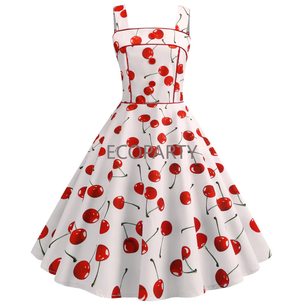 Women Vintage Pink Plaid Dress Retro Rockabilly Strap Cocktail Party 1950s 40s Swing Dress Summer Dresses