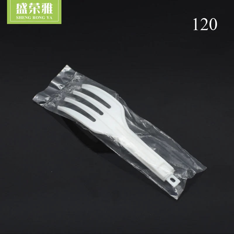 Белая пластиковая складная вилка высокого качества для торта, пирога, лапши