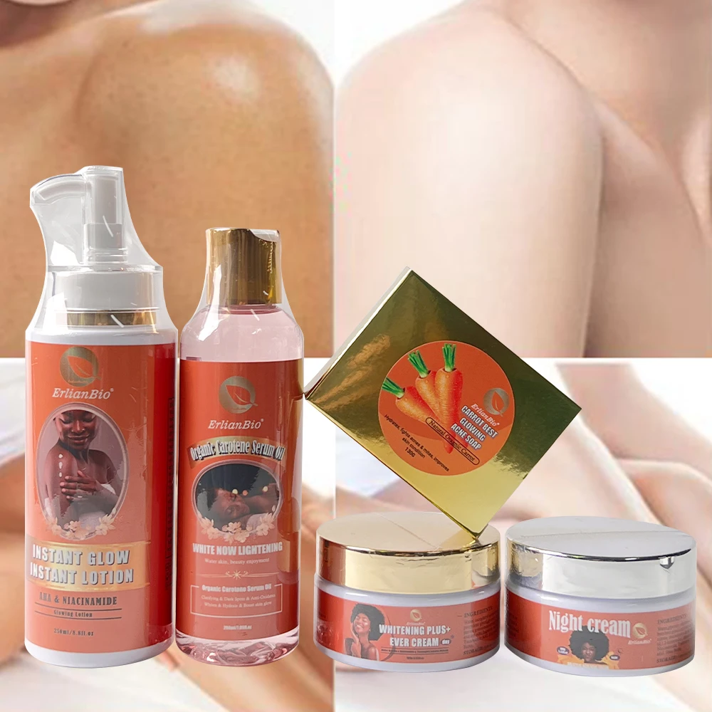 Hot selling skin care set Carotene yellow brightening beauty whitening body lotion whitening essence skin care set
