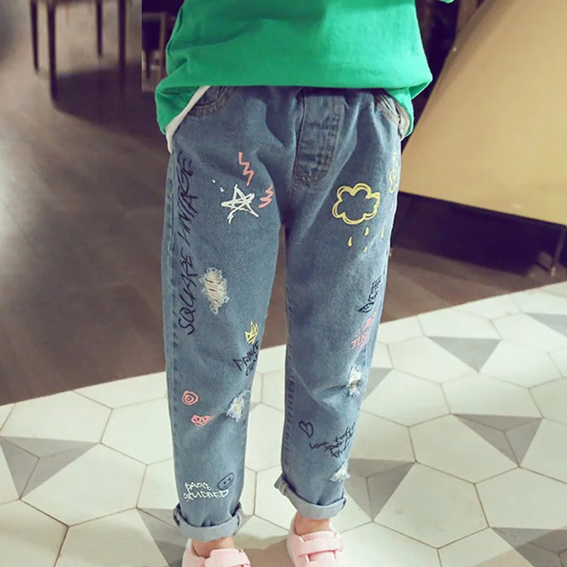 
4-13 Years Children Girl Clothes Denim Clothing Trousers Kids Girls Jeans Pants 