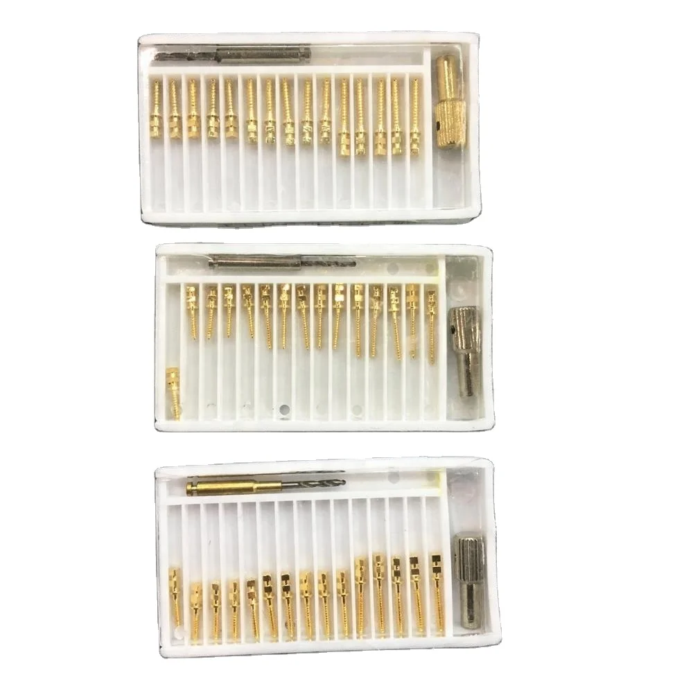 Dental Golden Plated Screw Post with Drills 15PCS PER BOX