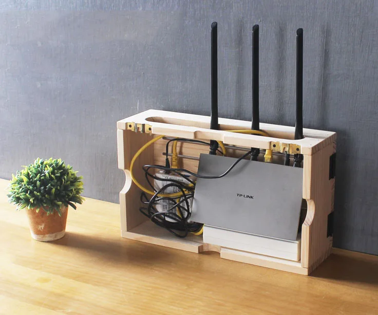 Wooden electric wire cable storage box Phone usb cable winder organizer Wall router cable power plug wire storage boxes
