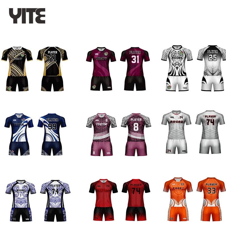 Custom top quality super rugby jersey quick dry sublimated yellow rugby uniform oem short sleeve rugby shirt