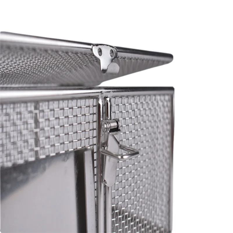 Medical Cleaning Dishwasher Cutlery Basket Stainless Steel Wire Mesh with Braided Lid Disinfection Metal Take in Basket