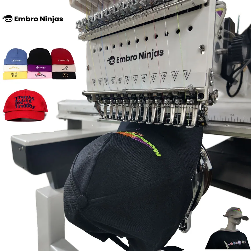 Ninjas Embro Прочный подшипник 3D плоская вышивальная машина новая автоматическая одноголовная 15/12 игла колпачок компьютеризированная 1200 об/мин используется