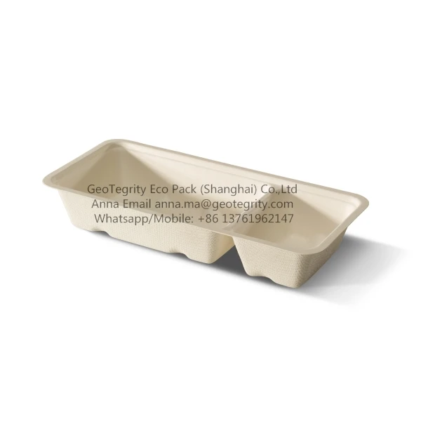 biodegradable compostable tableware Bio eco tableware organic sugar cane chips trays E22 Eco snack tray E22