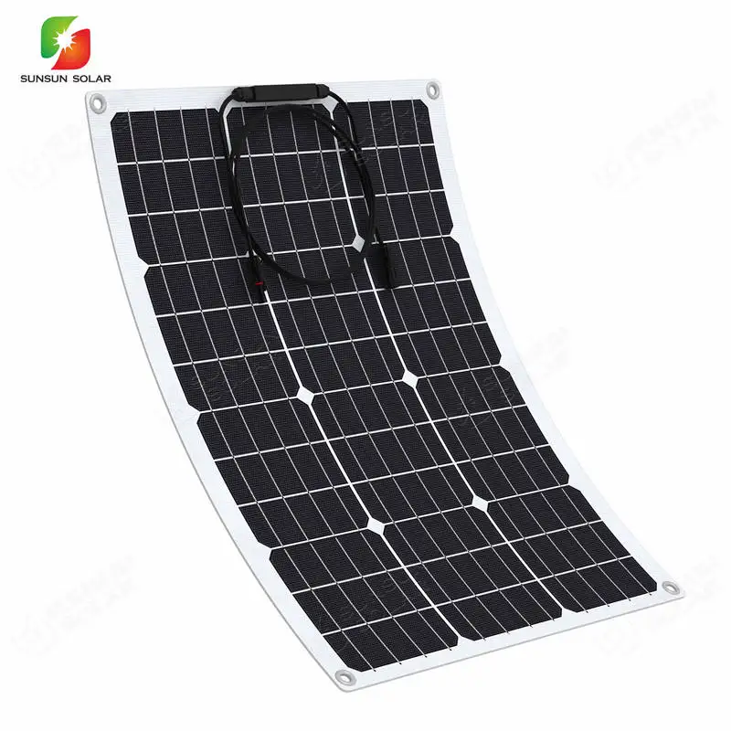 Affordable Eco-worthy Flexible Solar Panel RV Photovoltaic ETFE Monocrystalline Silicon Semi Foldable RV Marine Solar Panel