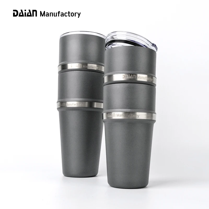 Customized Double Walled Vacuum Insulated Travel Coffee Tumbler 16oz 26oz Stainless Steel Stackable Tumbler Cup