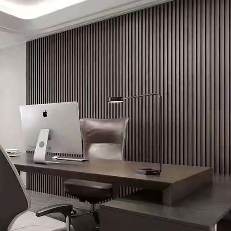 Modern fluted slat interior soundproof waterproof acoustic mdf wpc 3d pvc wood tv wall panel decoration