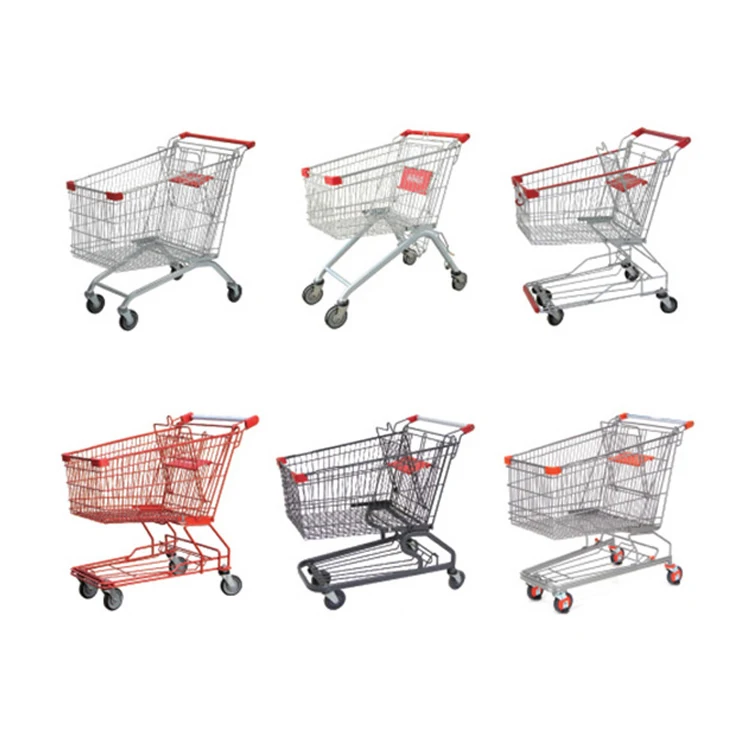 Large Size Supermarket Shopping Plastic Green Color Push Cart