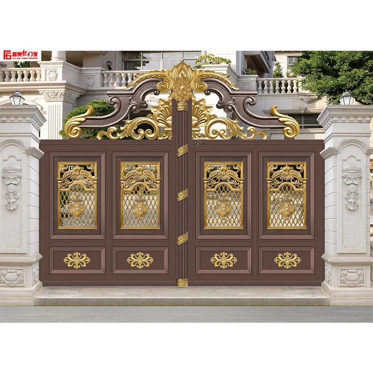 
wholesale hot sale door High-end villa electric gate Easily assembled aluminum house main gate 