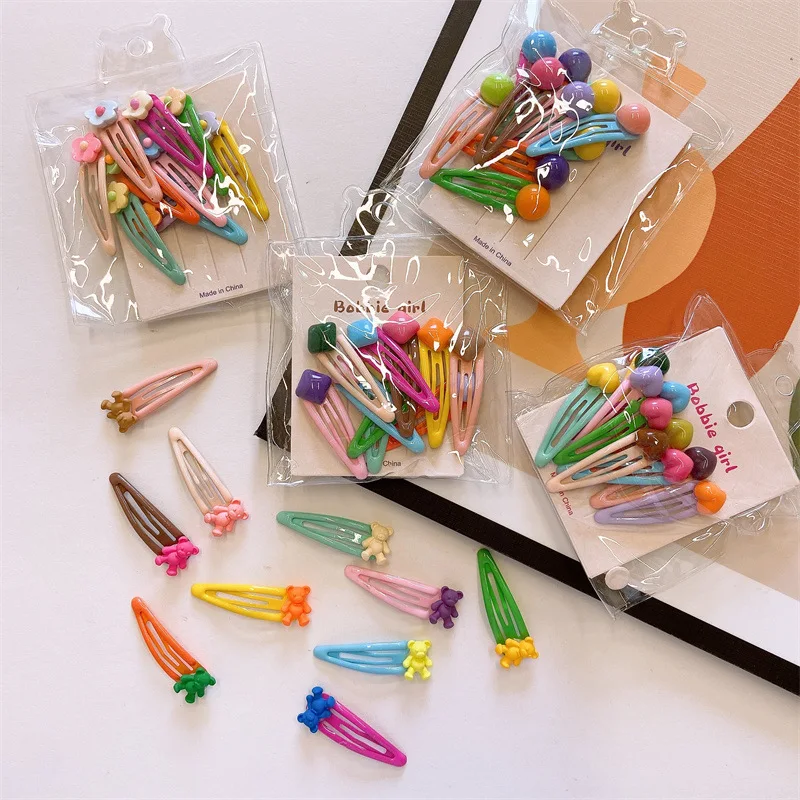 Summer Trend Candy Color Alloy Hairpin 10Pcs/Set Side Korean Cute Hair Clip Accessories Set Girl Headwear