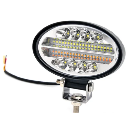LED oval yellow, white, red and blue flash work spotlights off-road modified  A-pillar lights