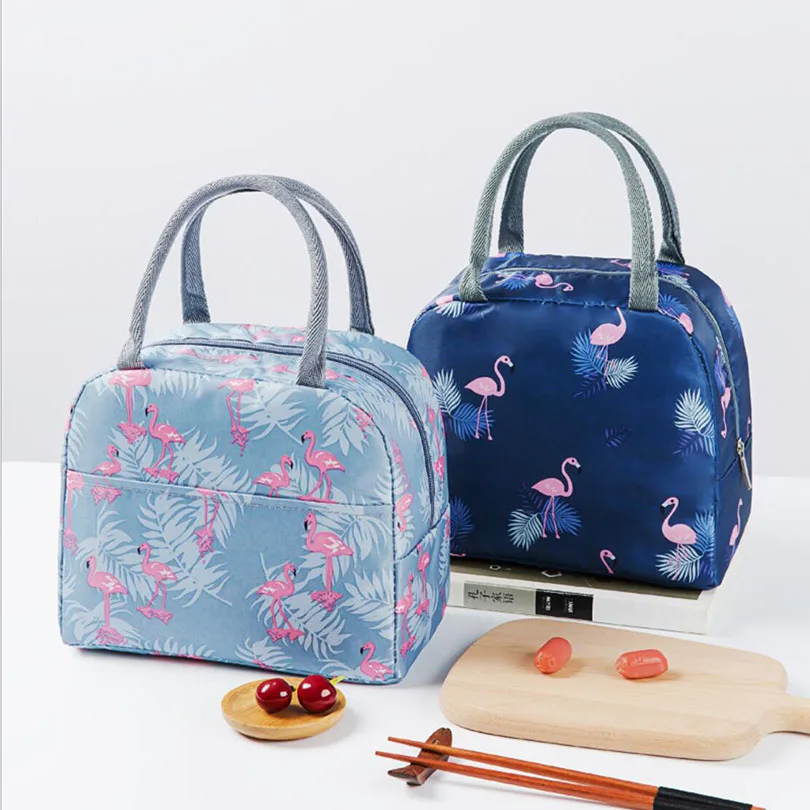 2020 Insulated Lunch Bag Thermal Custom Flamingos Printing Tote Bags Cooler Picnic Food Lunch Box Bag