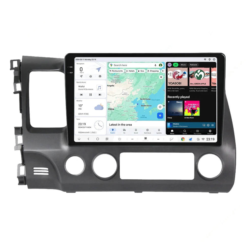 Mekede DUDU7 android car radio dvd player 2K multimedia split screen dvr map gps  4g  for  Honda Civic 2005 2006 2007 2008 2012