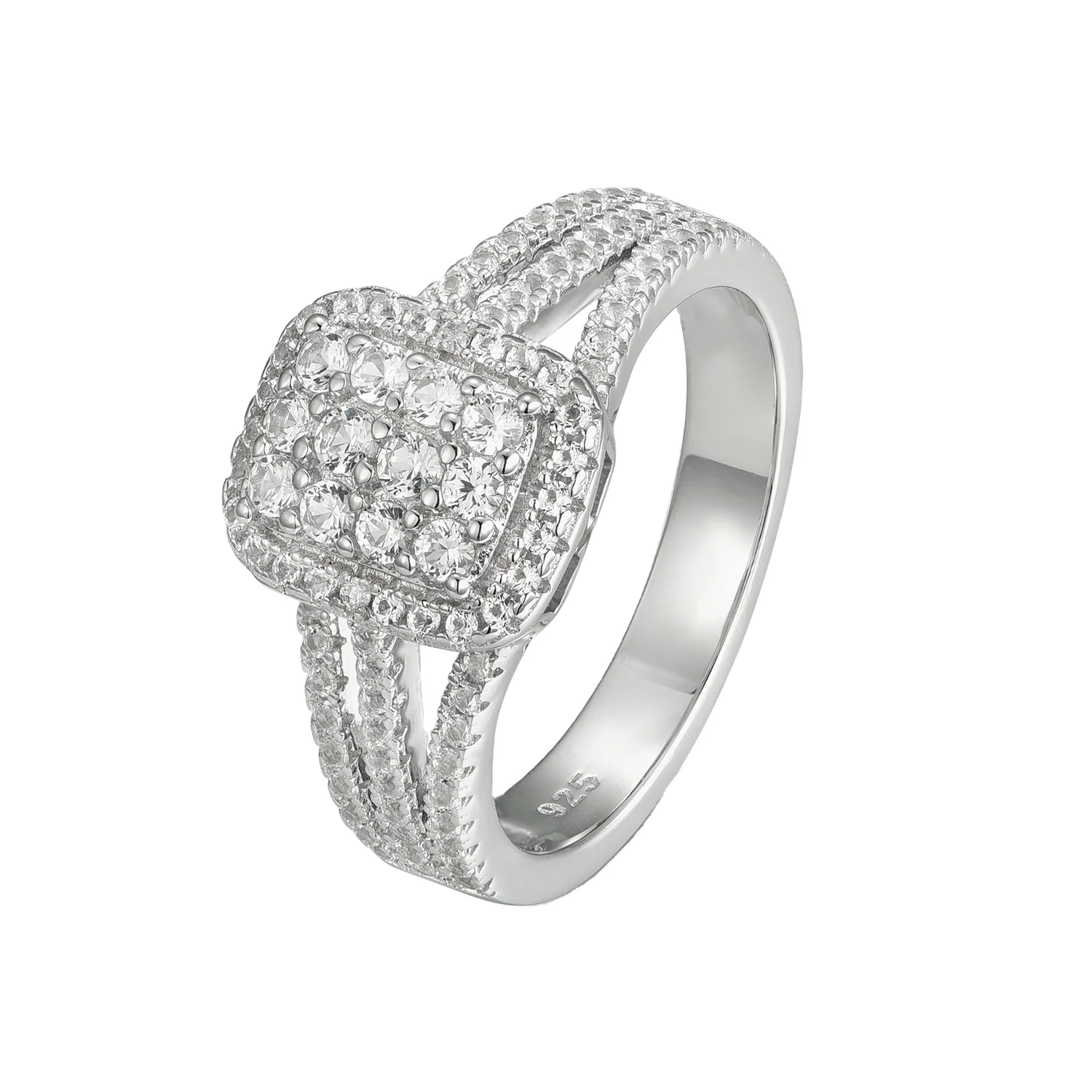 Engagement Ring Sapphire Rings Jewelry with Lab Grown Diamond 925 Sterling Silver Custom Rectangular Shape White Vintage CN;GUA
