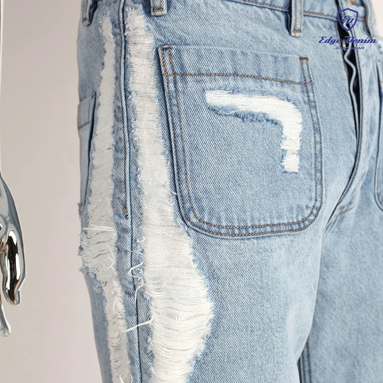 Мужские джинсовые брюки EDGE DENIM голубые потертые джинсы в стиле рок-звезд рок-н-ролл