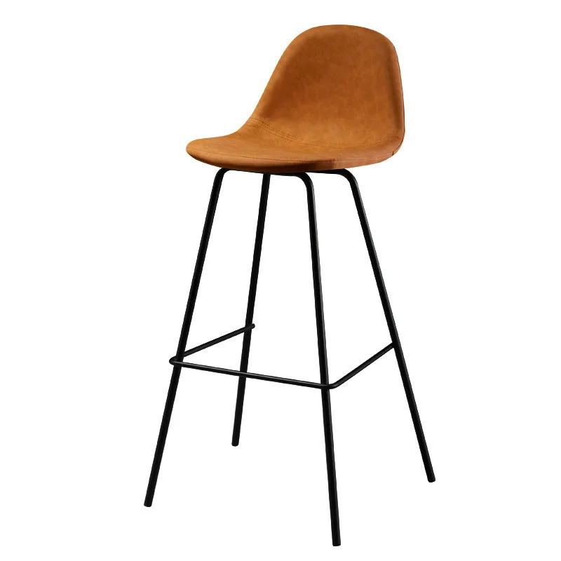 Дизайнерский кожаный высокий металлический стул для столовой, ресторана, кафе, бара