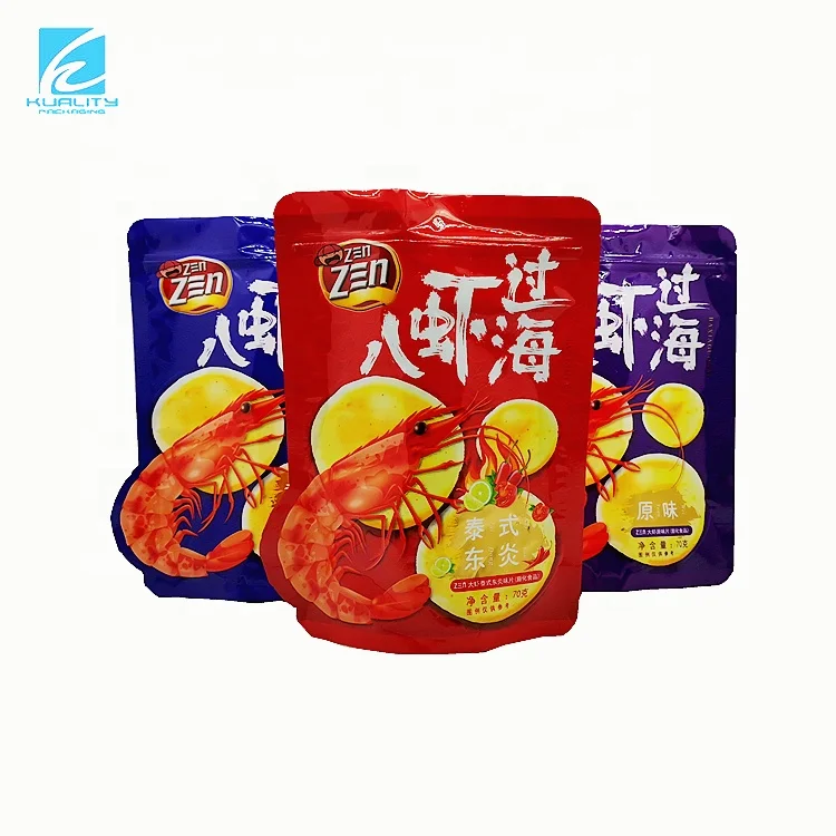 Custom Printed Plastic Aluminum Foil Individual Stand Up Peanut Snack Chips Biscuit Packaging Bag With Zipper