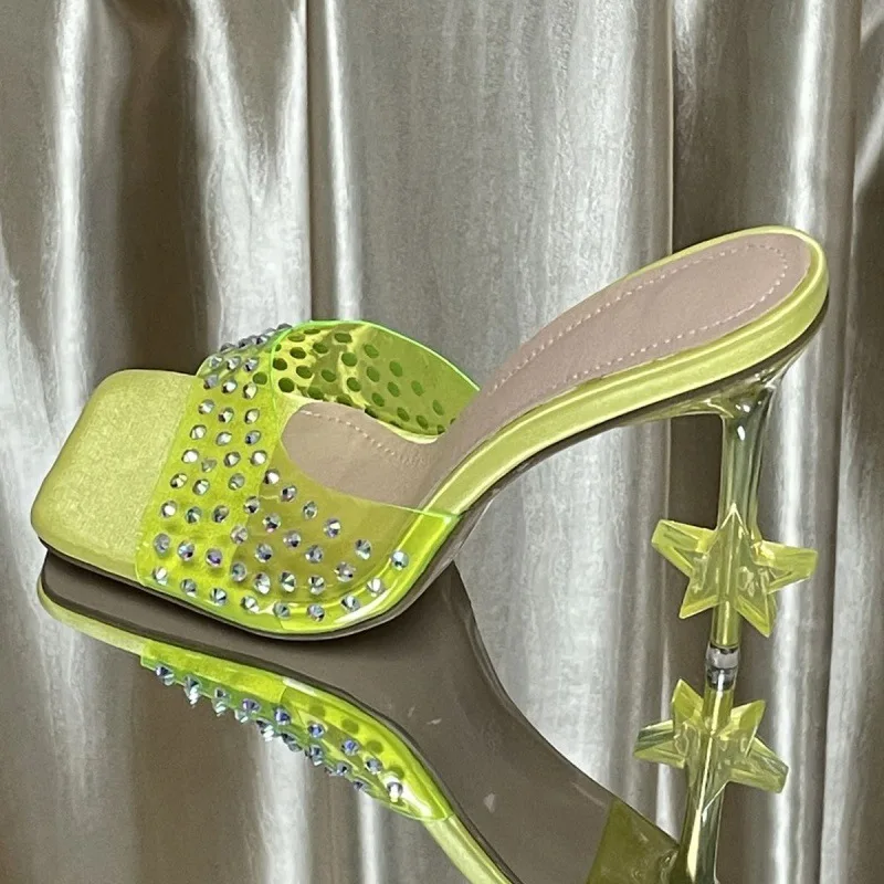 xsd277  2022 new trends brand design clear jelly pvc slipper high heel shoes women