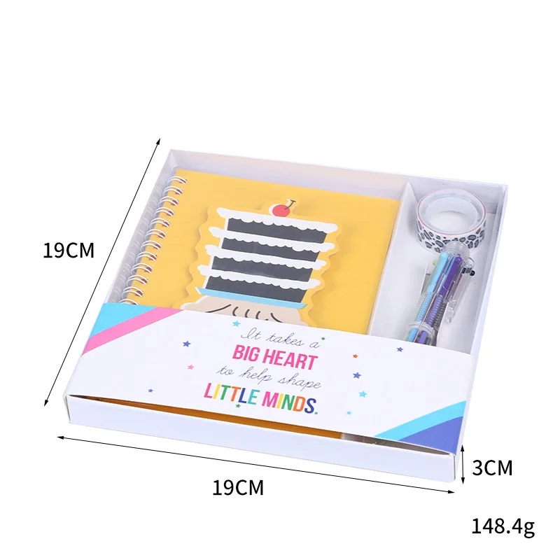 Wholesale school cute stationary girls gift student pink notebook ballpen stationery set with box