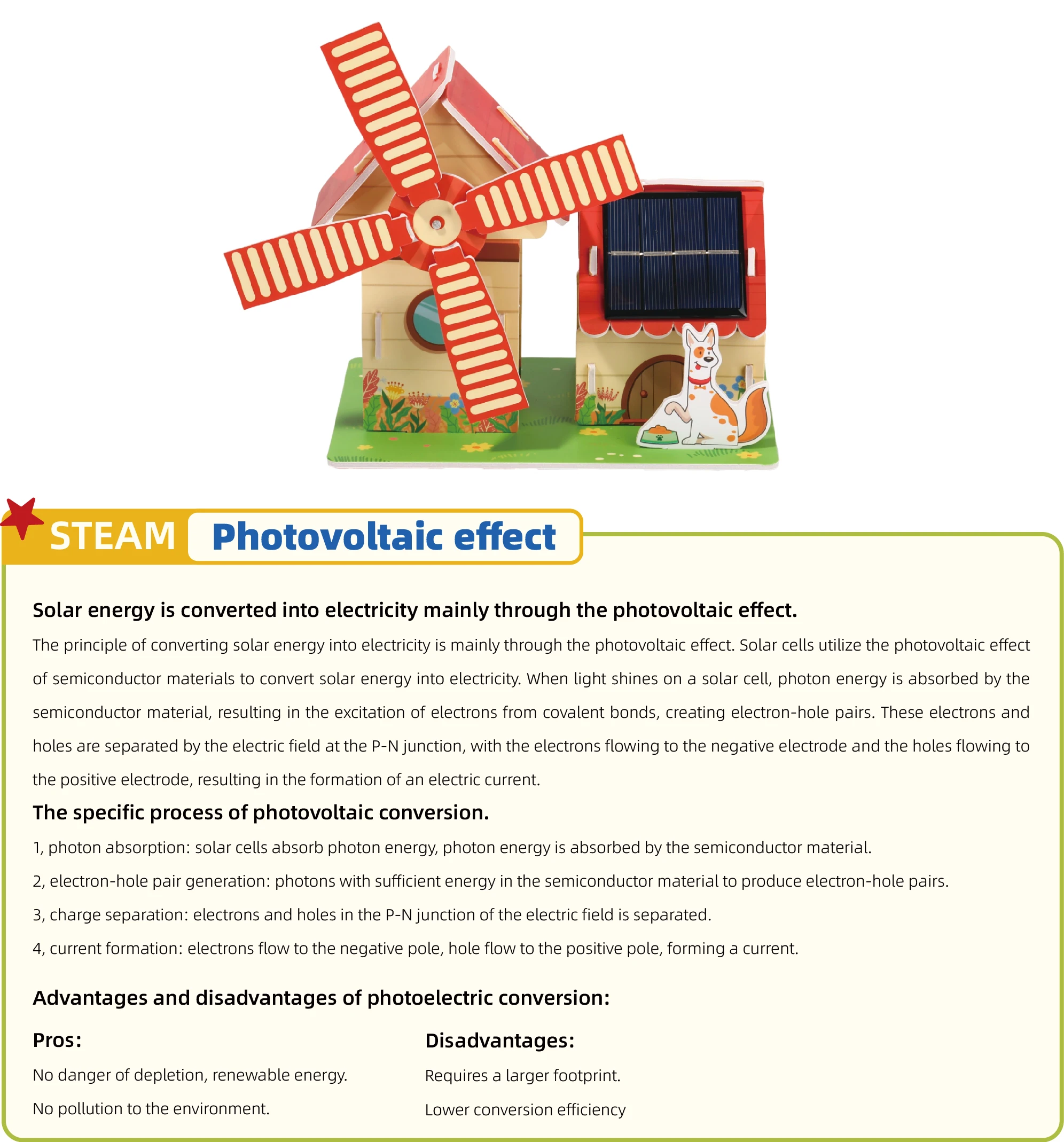 Environmental solar power windmill house toy DIY educational  toy house for kids