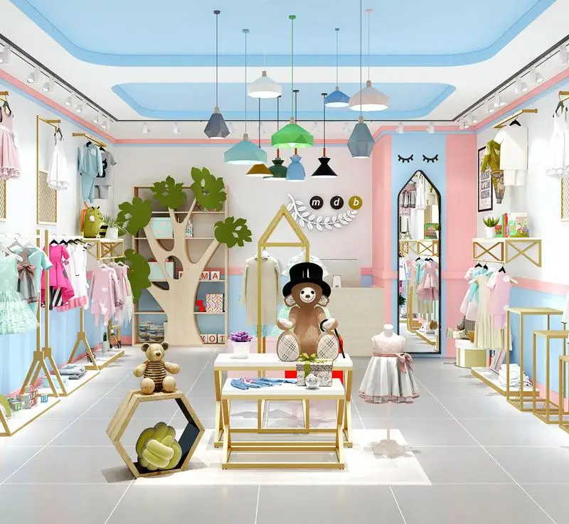 Best Clothes Display Racks metal Clothes Display Hanger Stand wooden Kids Clothing Display Racks Shelf for child boutique store