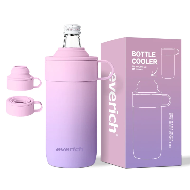 Everich 2024 new design Hot sale 550ml Stainless Steel double wall Custom Japanese insulate beverage cooler fits any 20oz bottle