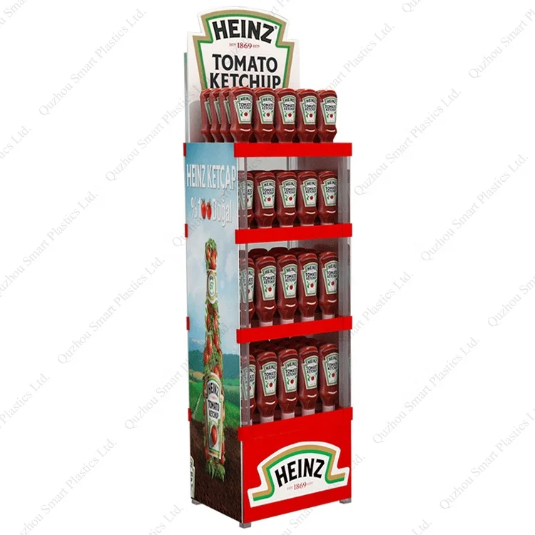 Напольный стенд для томатного кетчупа Mart, привлекательная реклама, пластиковый стенд для продажи еды и напитков для магазинов