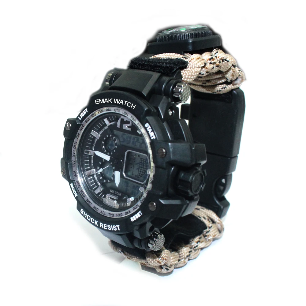 Men Women Multi-function Paracord Survival Sports Watches Outdoor Camping Rescue Emergency Rope Bracelets Sport Watches For Men