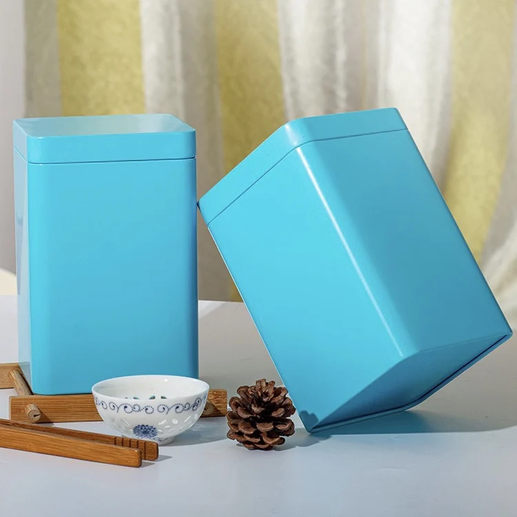 Luxury Airtight 95mm Food Grade Canister Airtight Coffee Bean Storage Square Tea Tin