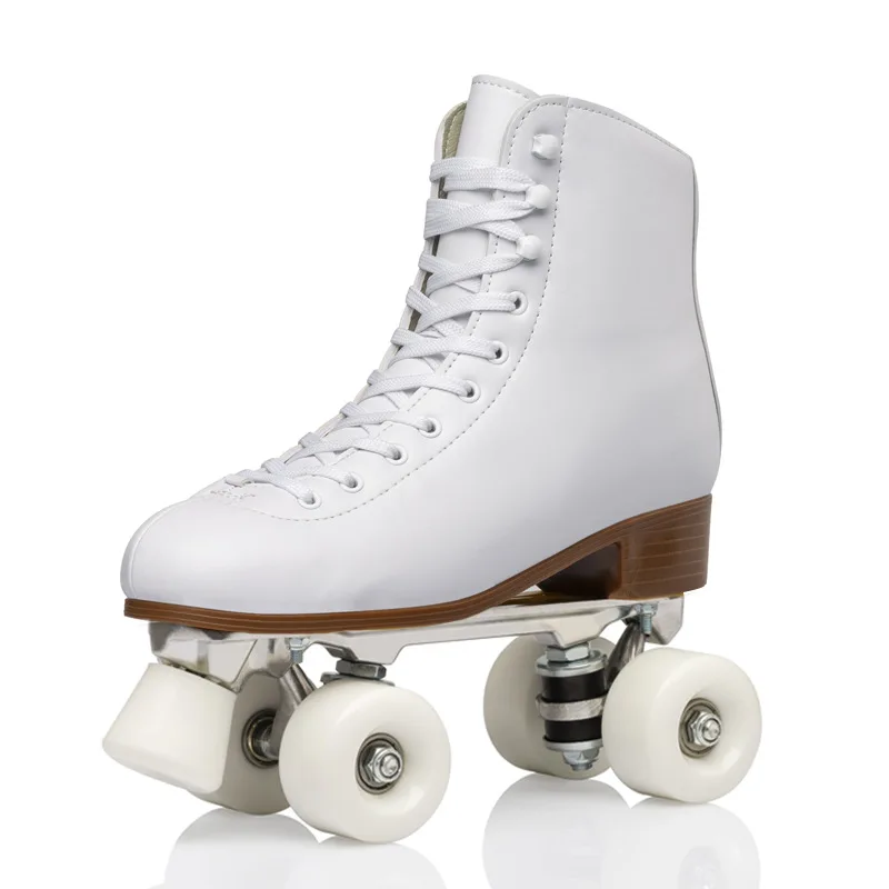 Fashion Plain Toe Stop Roller Skate Shoes OEM&ODM patines 4 ruedas Rental High Quality Microfiber Upper Quad Roller Skate