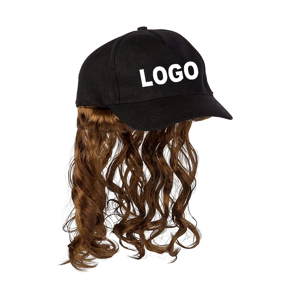 Fashionable Baseball Cap Hat Wig Long Straight Hairpiece Outdoor Travel Wig Hats Hair Wigs With Hats