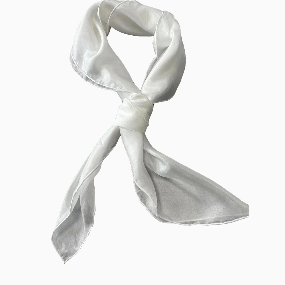 Custom Silk Pongee  Natural White Square Scarf Hand Hem Rolled for Painting