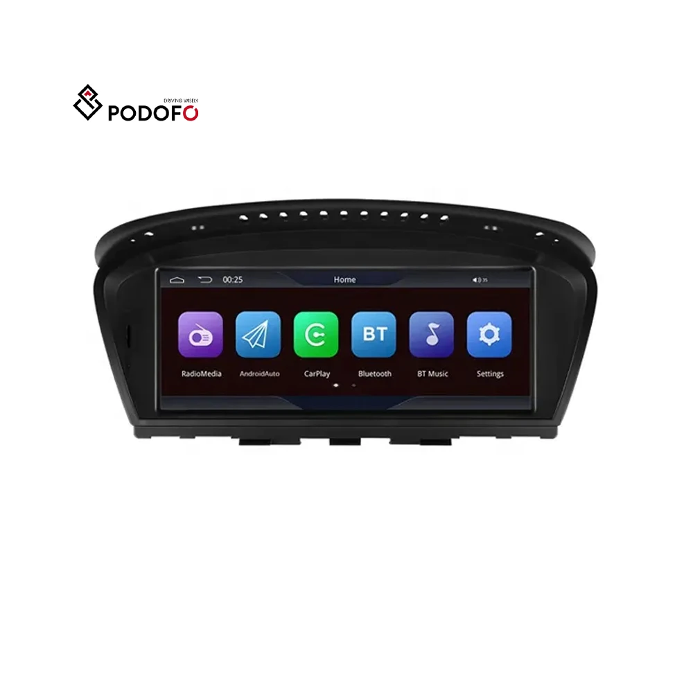 Podofo 8.8' Car Stereo Wireless Carplay Wireless Android Auto For BMW 3/5 series E60 2005-2008 IPS Touch screen BT Car Radio