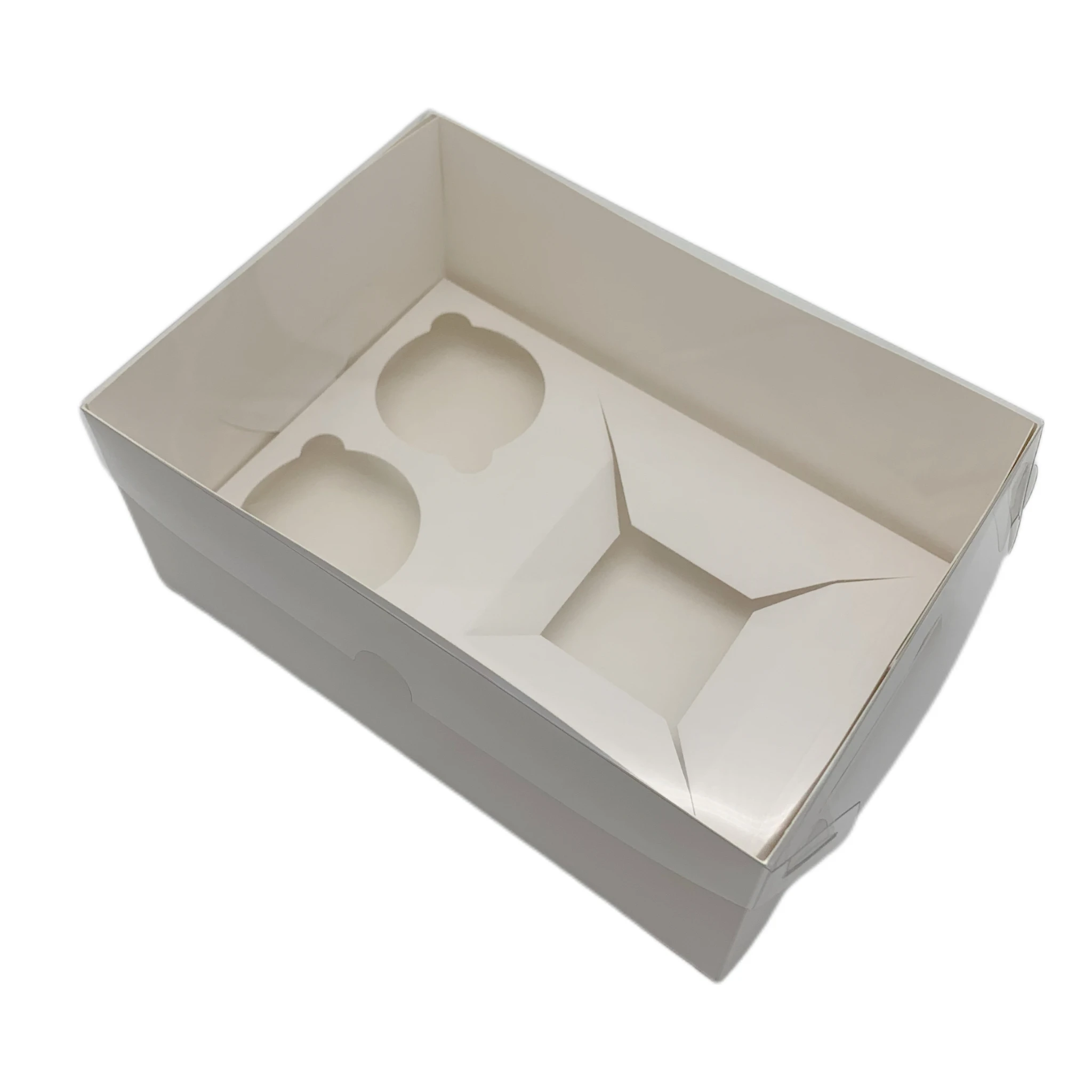 custom cake  box white cake packaging boxes hot sale cupcake boxes transparent plastic cover cupcakes package with PVC clear lid