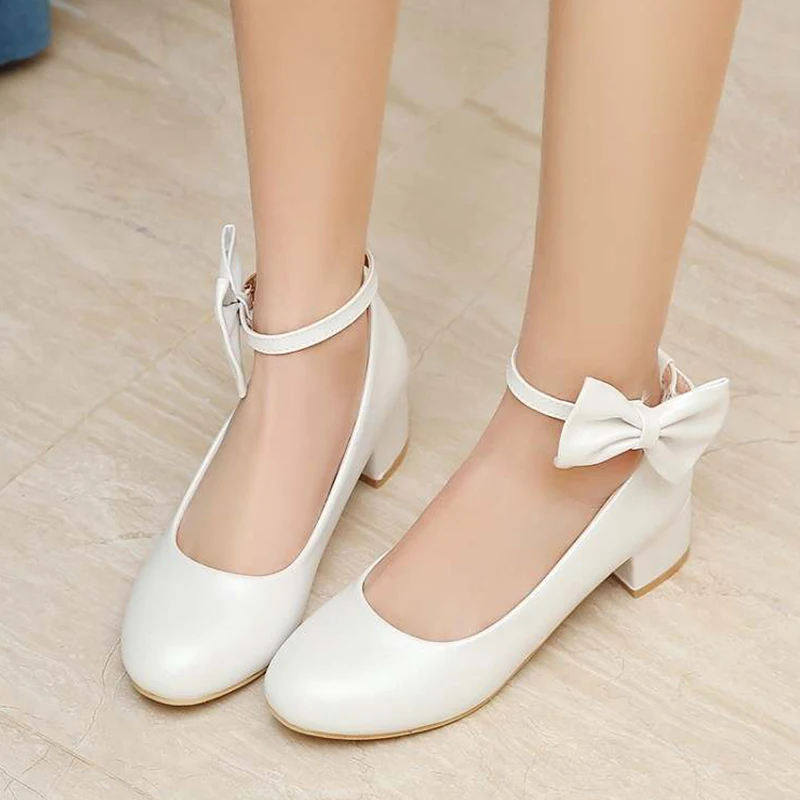 2022 New Children High Heels Princess Shoes Children Kid Summer Fashion Bow Dress Wedding Heel Shoes for girls red ballet flats
