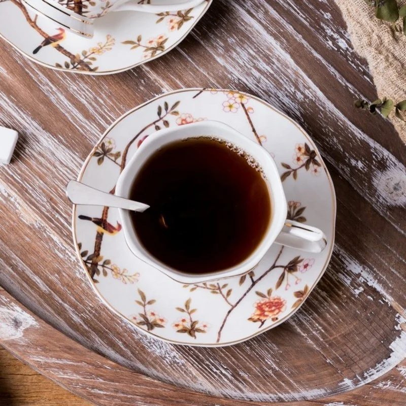 British custom logo home afternoon tea ceramic coffee cup and saucer set