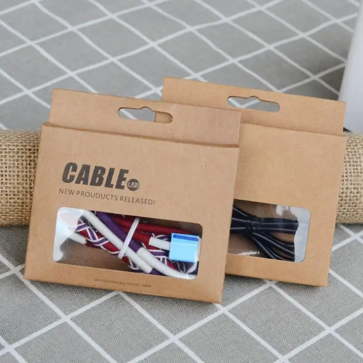 custom Mobile Phone Charger kraft Paper Box USB Cable Packaging Box Retail Package box for Mobile phone Glass Screen protector