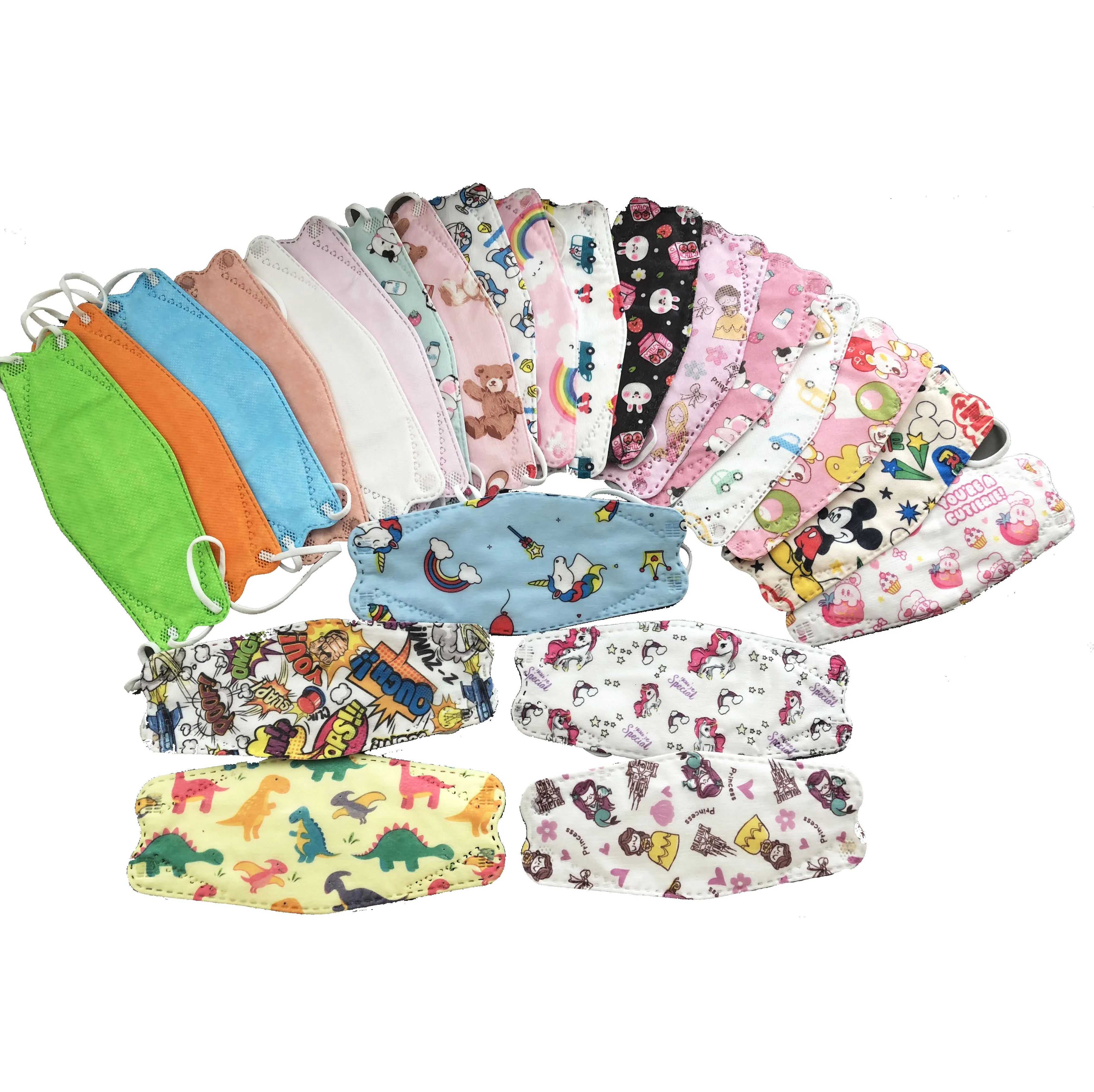 Qualified Custom cute  disposable Children mask printed cartoon character color 4ply korea kf94 kids face masks