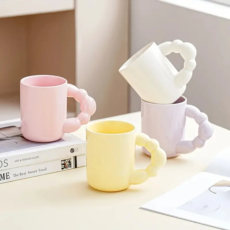Sugar-coated Haws Handle Mug, High-looking Ceramic Household Couple Model, Cute Coffee Drinking Water, Large Capacity