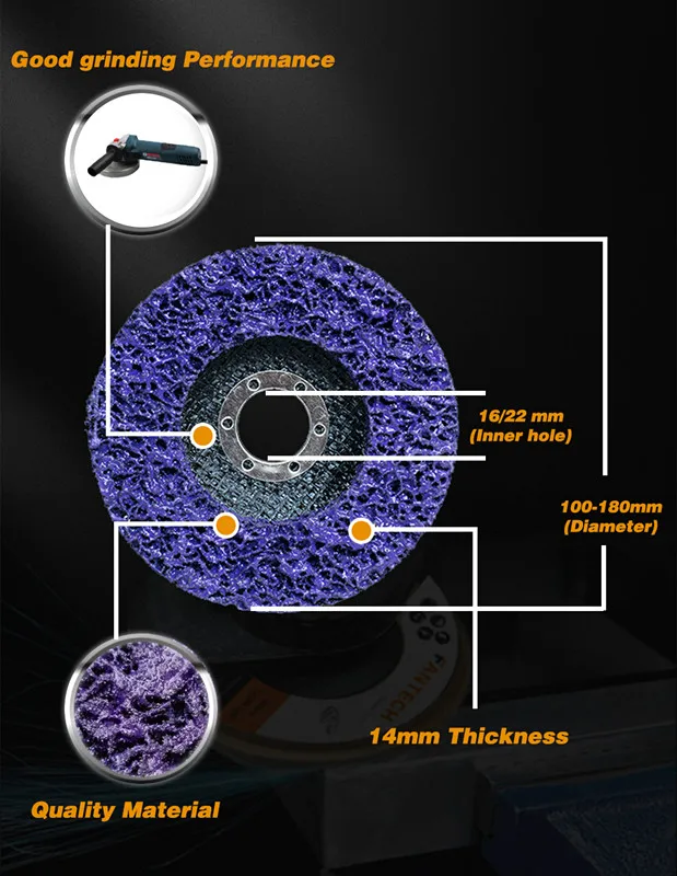Abrasive Tools 115 X 22mm 4.5 inch  Purple Strip And Clean Disc For Grinding Metal Removing Paint And Cleaning Weld Seams