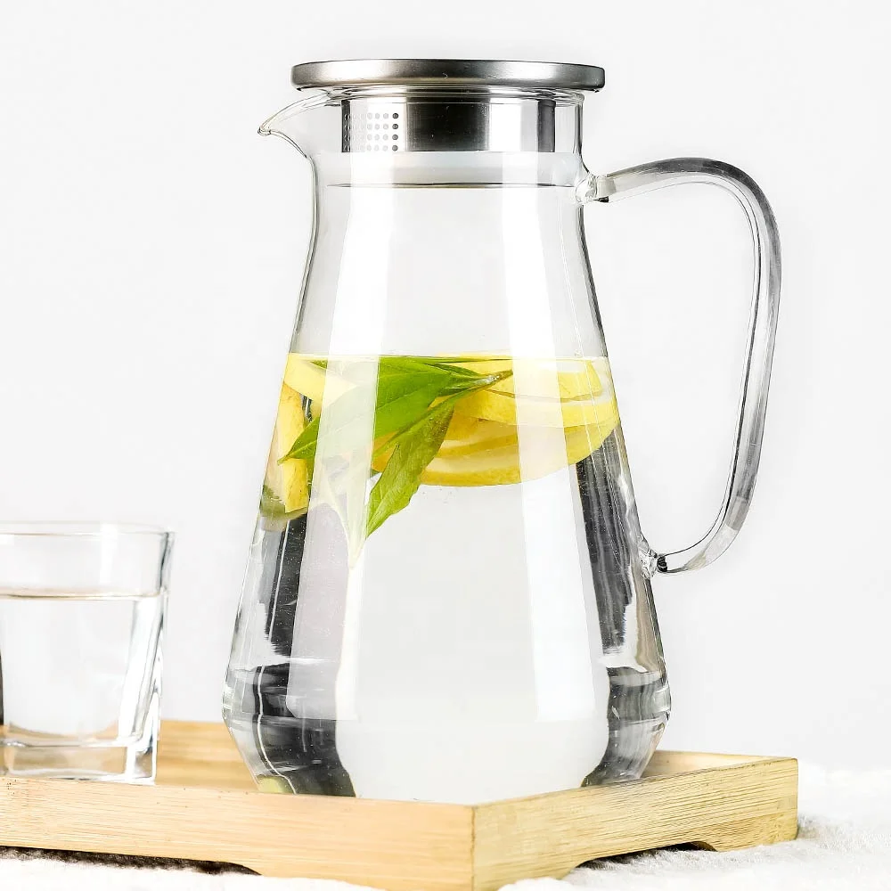 Borosilicate glass teapot China factory custom Glass pitcher with stainless steel lid