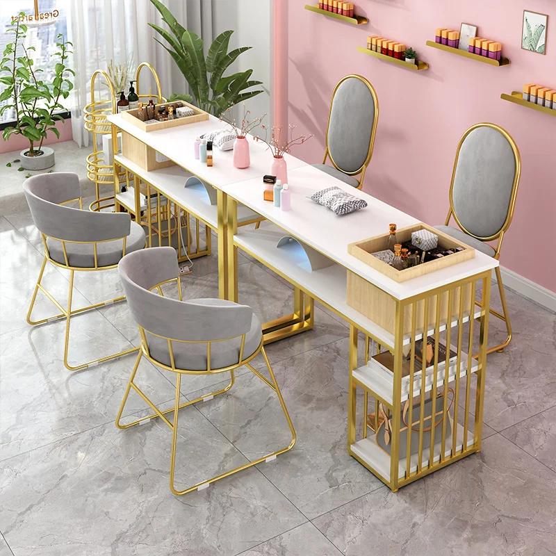 Japanese double deck multi function table and chair set with drawer and socket
