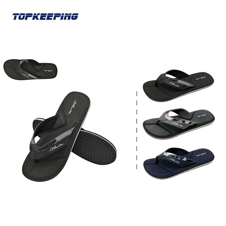 
5118259 Wholesale Famous Brand Beach Walk Man EVA TPR Sole Flop Flip Slipper Black 