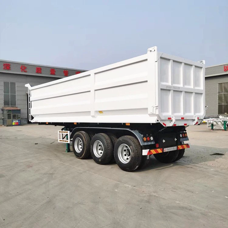 China Tri-axle Trailer Heavy Duty Load 60--80ton Side Hydraulic Dump Tipper Trailer Truck Rear Dumper Semi Trailer